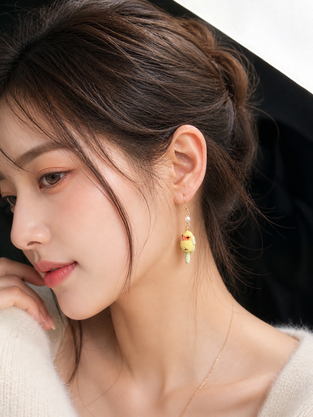 Crochet Bird Earrings, Handmade Tiny Bird Jewelry, Lightweight Cute Earrings, 14K Gold Filled Hooks, Gift for Bird Lovers