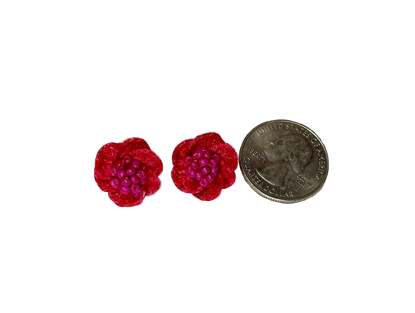 Handmade Crochet Flower Stud Earrings for Women, Beaded Floral Earrings, Lightweight Boho Crochet Jewelry, Cute Gift for Her