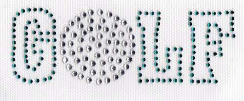 Golf Iron On Hot Fix Rhinestone Transfer -- Clear / Emerald Green