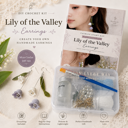 Lily of the Valley Crochet Earring DIY Kit | Micro Crochet Jewelry Kit | Beginner Friendly Handmade Earrings Kit | Gift for Crochet Lovers