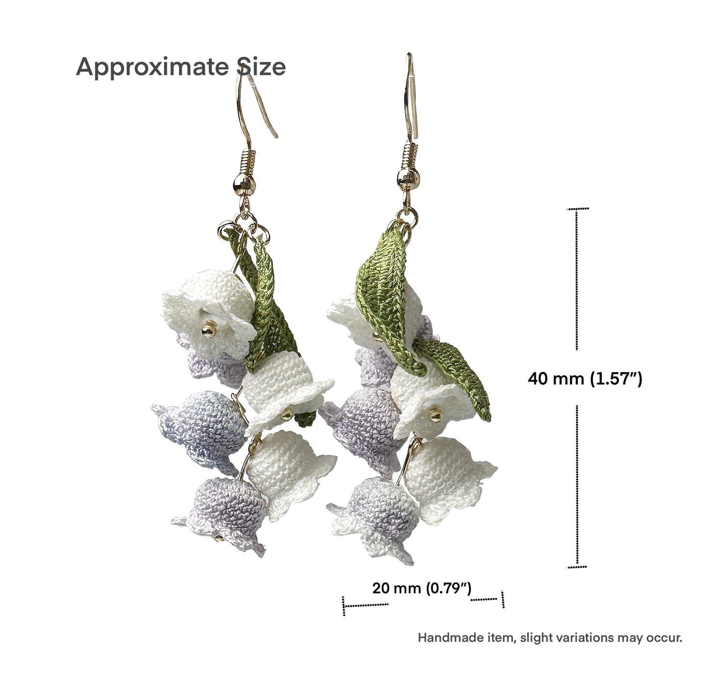 Tiny Handmade Lily of the Valley Crochet Earrings  So Delicate & Lightweight!