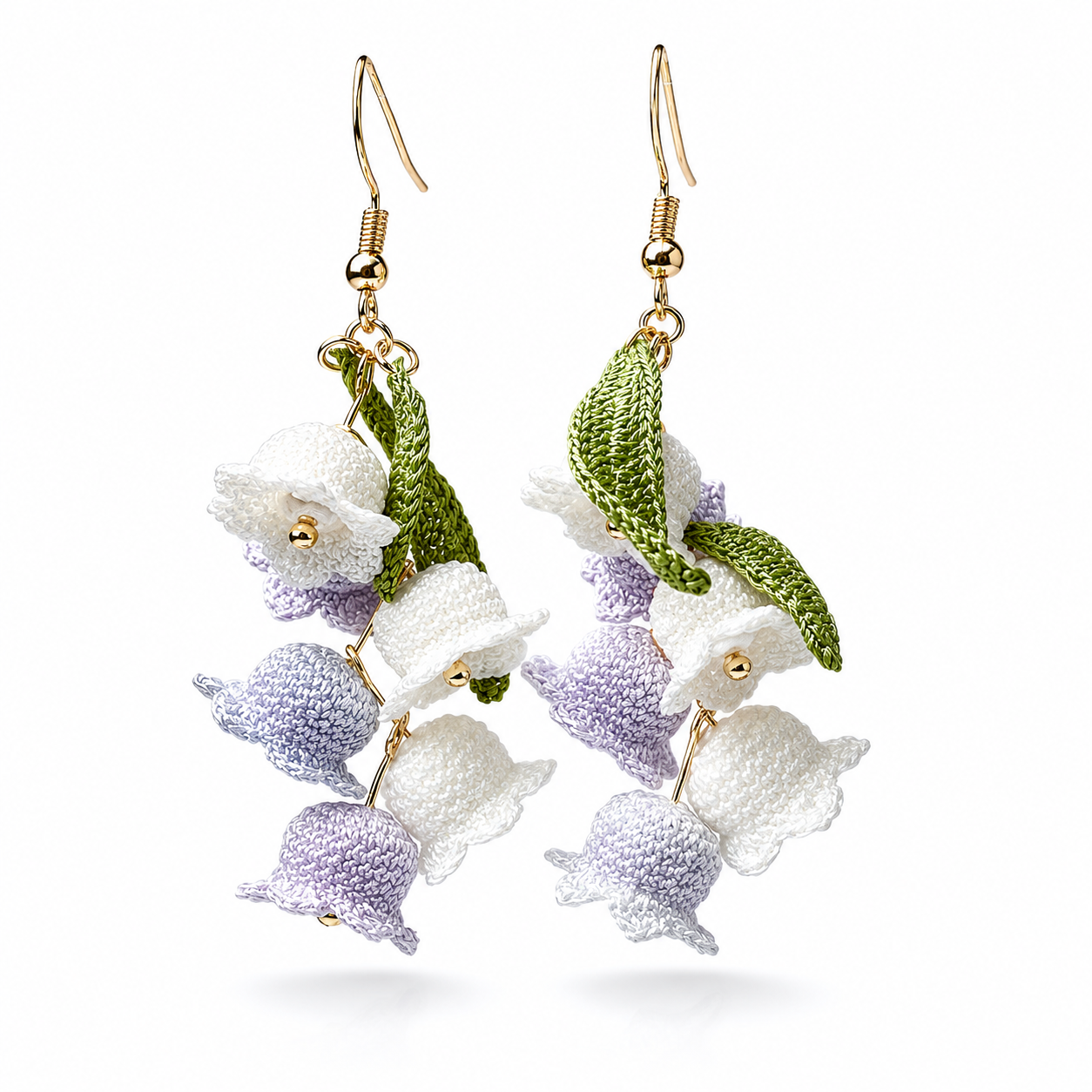 Tiny Handmade Lily of the Valley Crochet Earrings  So Delicate & Lightweight!