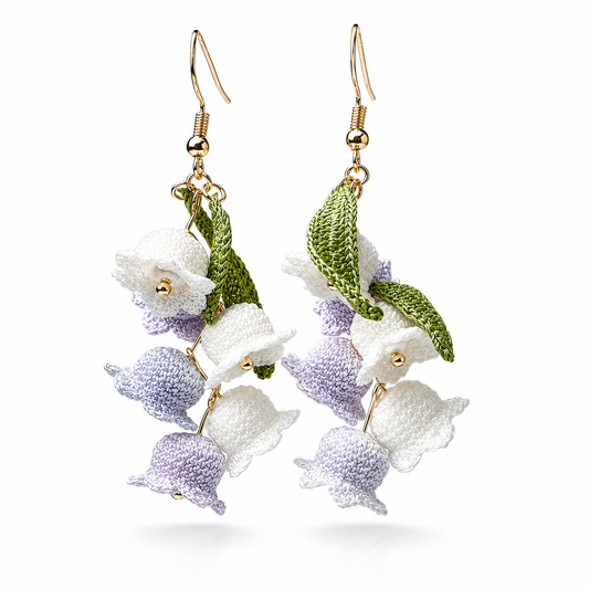 Tiny Handmade Lily of the Valley Crochet Earrings  So Delicate & Lightweight!