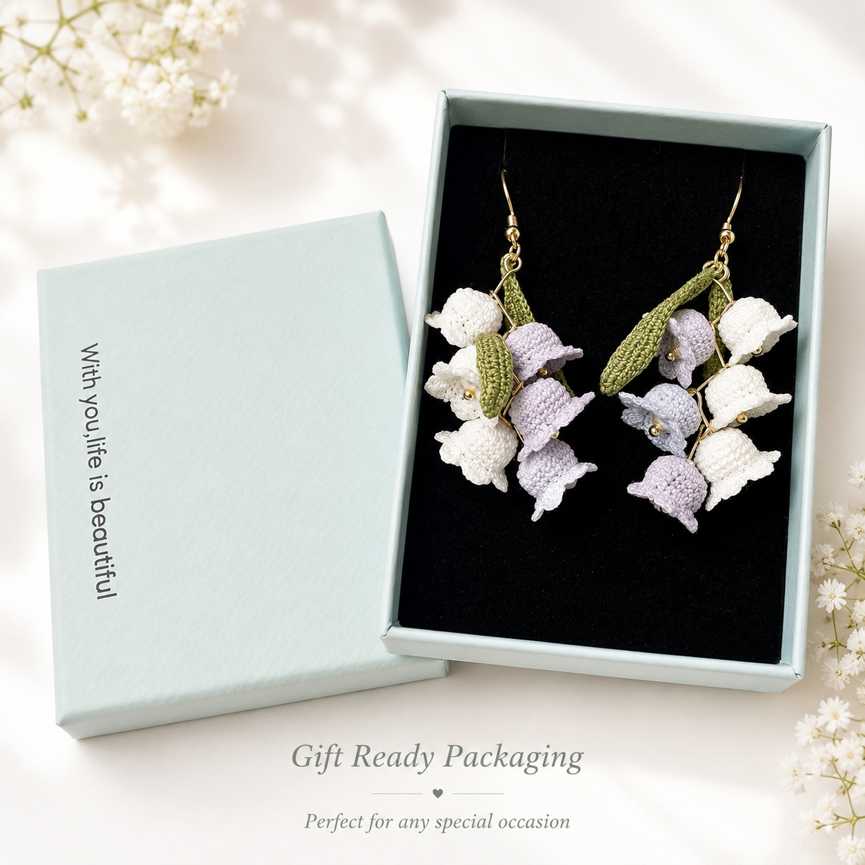 Tiny Handmade Lily of the Valley Crochet Earrings  So Delicate & Lightweight!