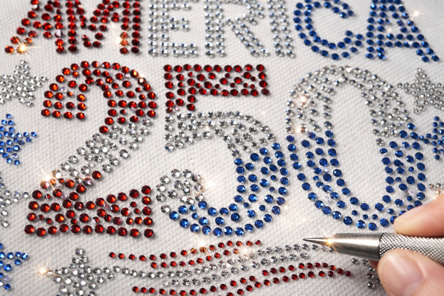 America 250 Rhinestone Transfer, 400+ Bling Rhinestones Heat Transfer, Patriotic Iron On Design, Fourth of July Shirt Design, 1776-2026 USA