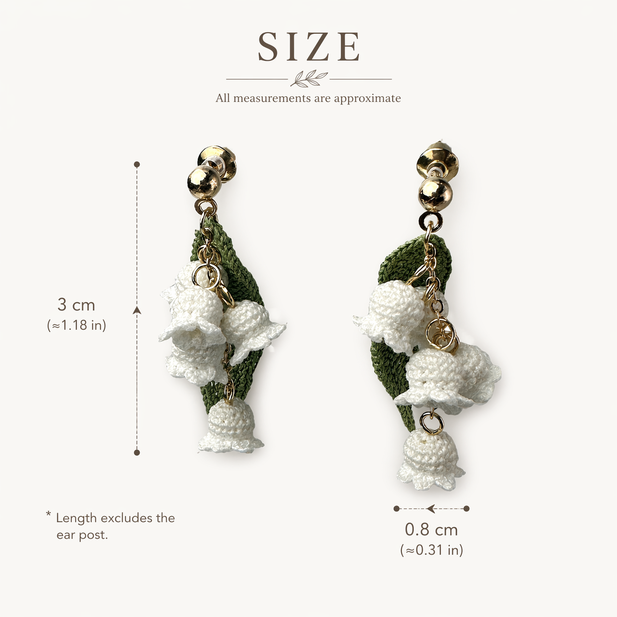 Lily of the Valley Earrings, Handmade Micro Crochet Flower Earrings, Delicate Floral Jewelry, Lightweight Gift for Her