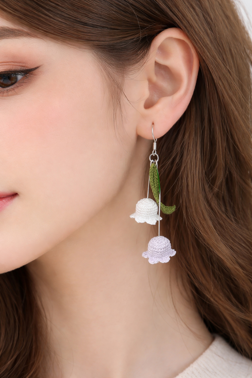 Tiny Handmade Lily of the Valley Crochet Earrings  So Delicate & Lightweight!
