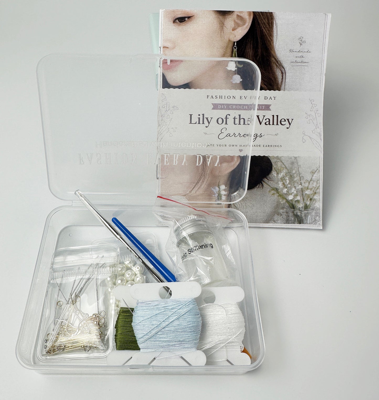 Lily of the Valley Crochet Earring DIY Kit | Micro Crochet Jewelry Kit | Beginner Friendly Handmade Earrings Kit | Gift for Crochet Lovers