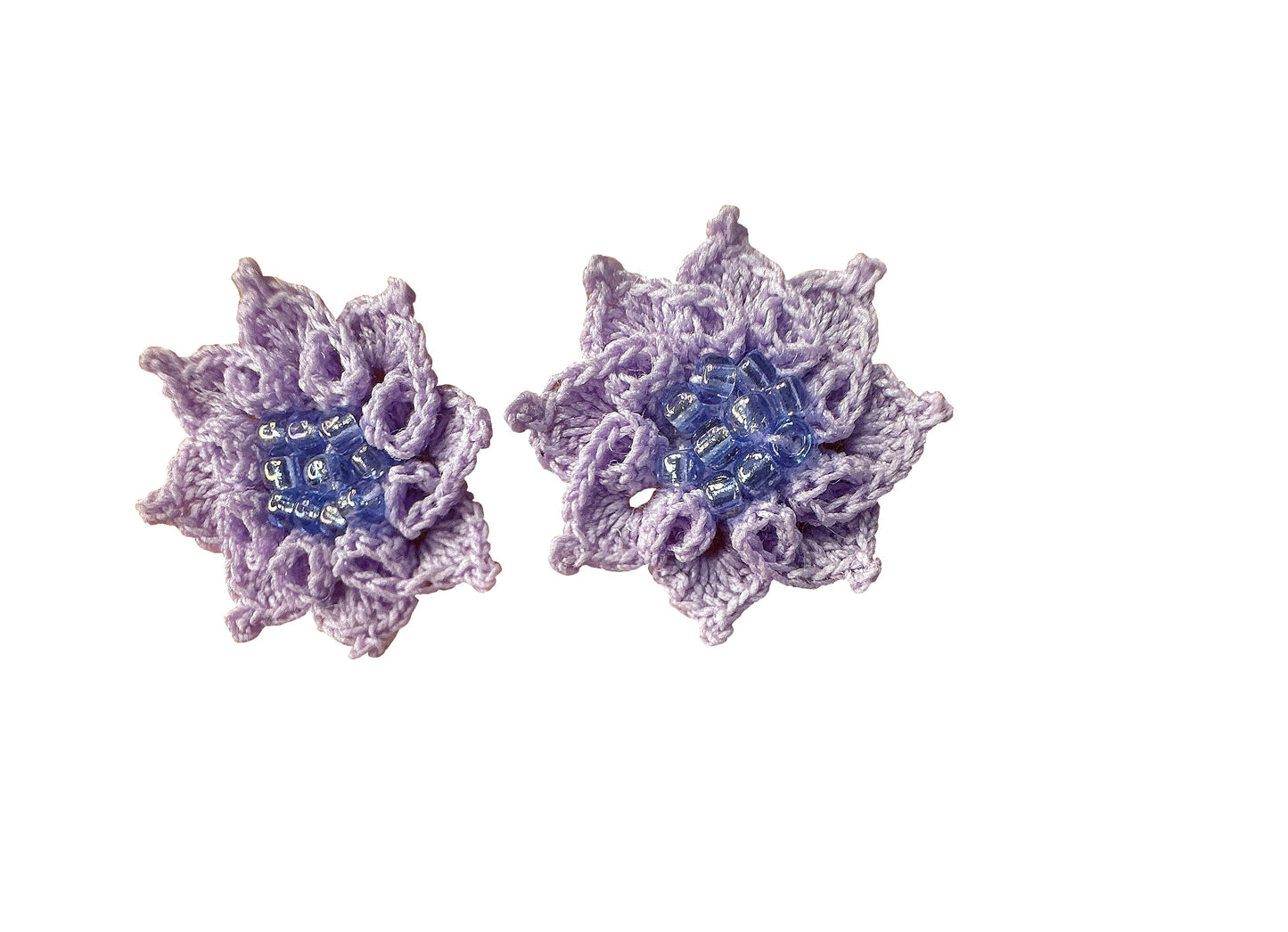 Handmade Micro Crochet Flower Stud Earrings with glass beads