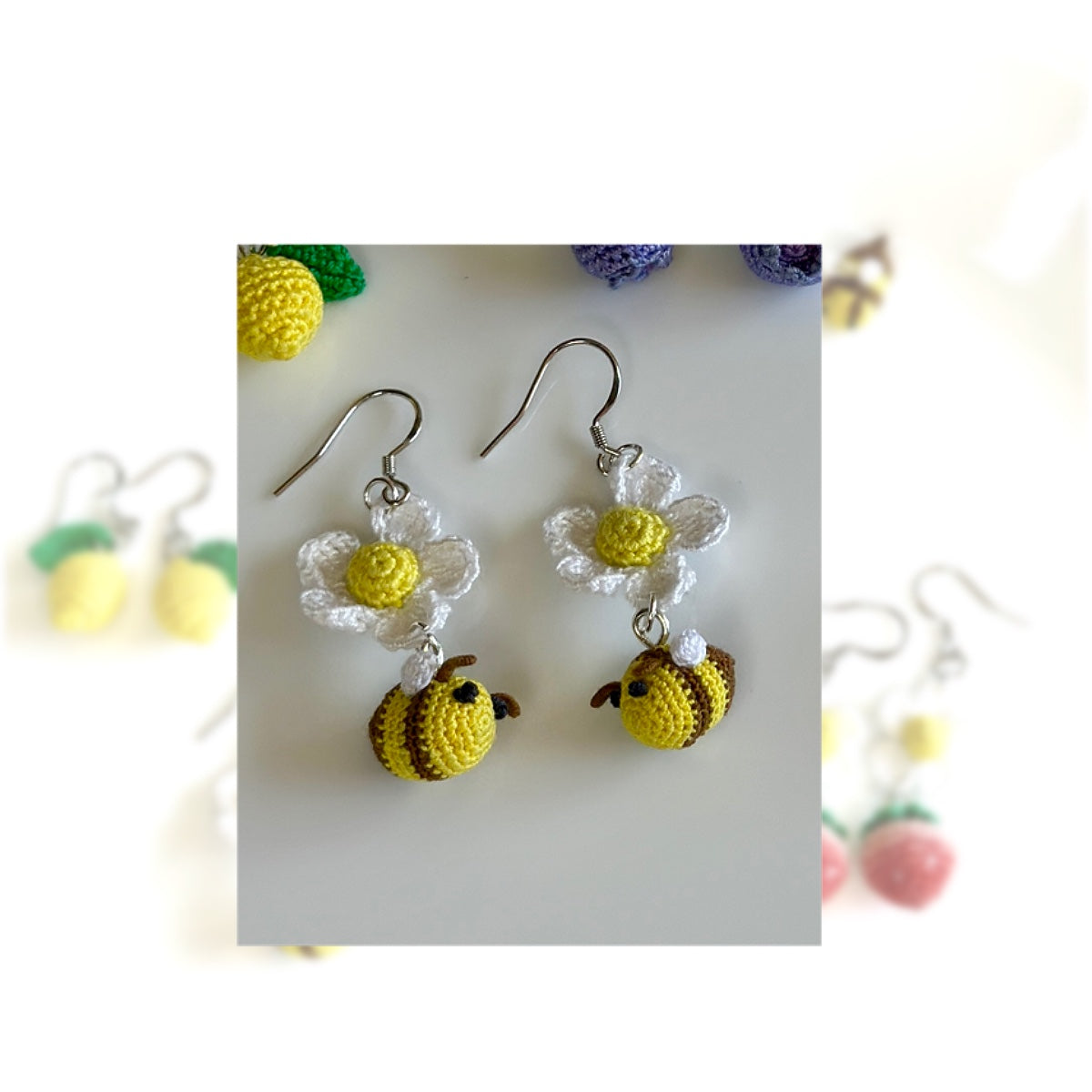 Handmade micro Crochet Earring Collection- Cute Fruit & Nature Dangle Jewelry