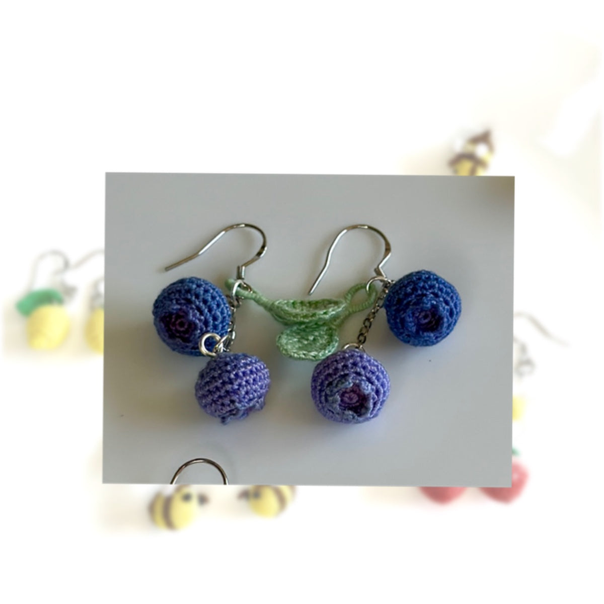 Handmade micro Crochet Earring Collection- Cute Fruit & Nature Dangle Jewelry