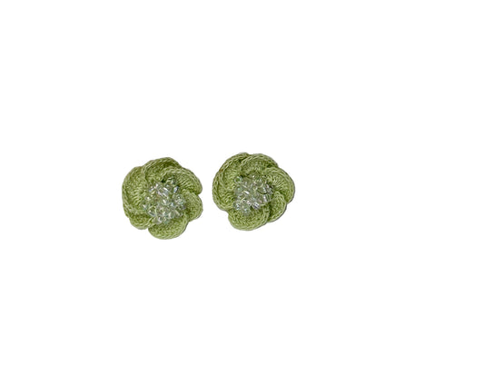 Handmade Crochet Flower Stud Earrings for Women, Beaded Floral Earrings, Lightweight Boho Crochet Jewelry, Cute Gift for Her