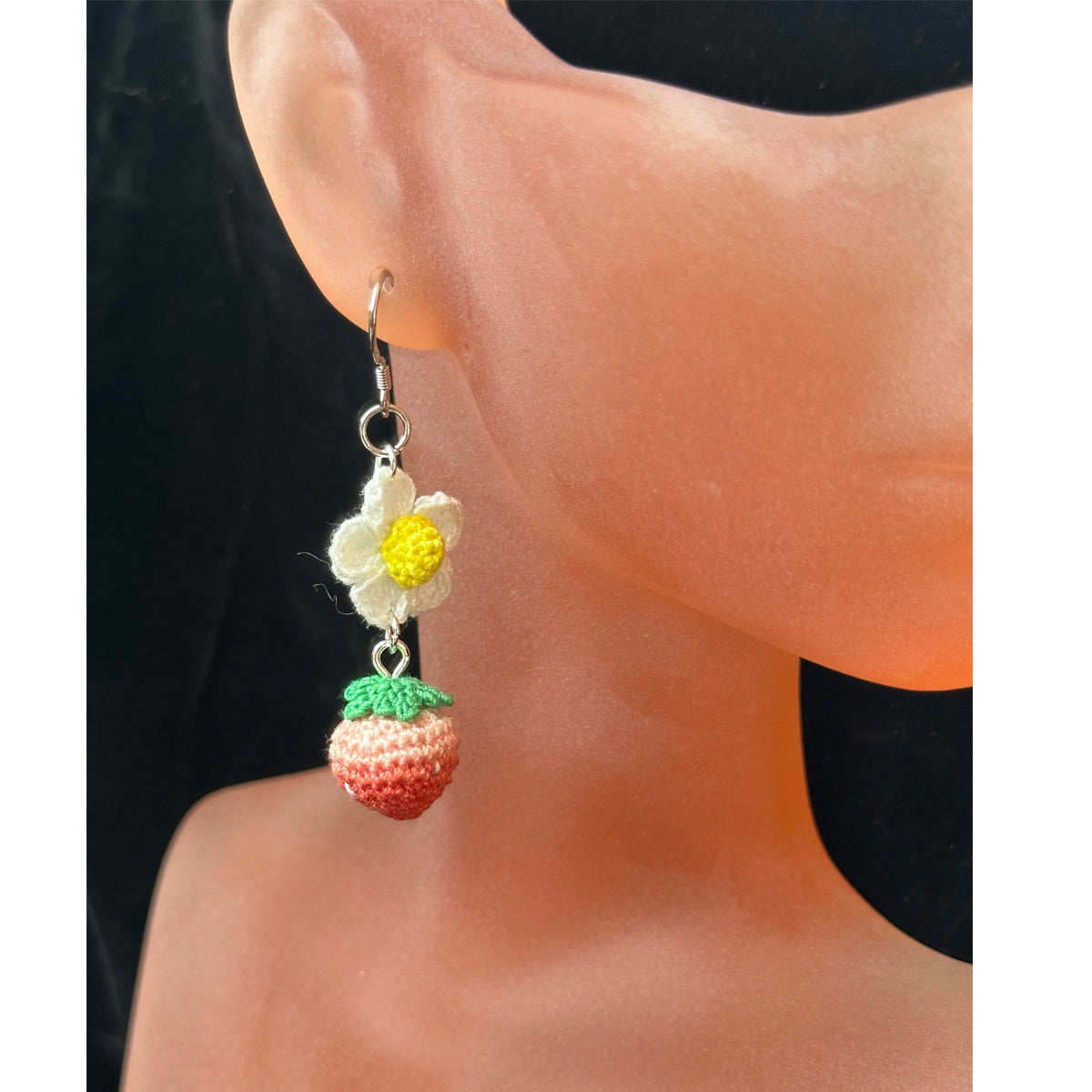 Handmade micro Crochet Earring Collection- Cute Fruit & Nature Dangle Jewelry