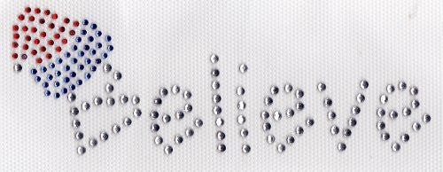 Believe Iron On Hot Fix Rhinestone Transfer --Clear , Red , Blue