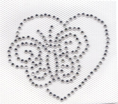 Butterfly and Heart Iron On Hot Fix Rhinestone Transfer