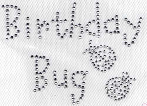 Birthday Bug Iron On Hot Fix Transfer Rhinestone -- Clear