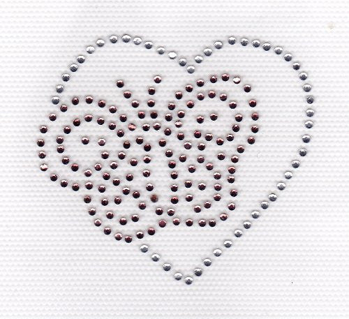 Butterfly and Heart Iron On Hot Fix Rhinestone Transfer
